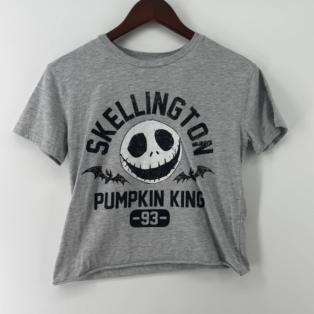 Disney Nightmare Before Christmas Jack Skellington Pumpkin King Crop Top Gray L